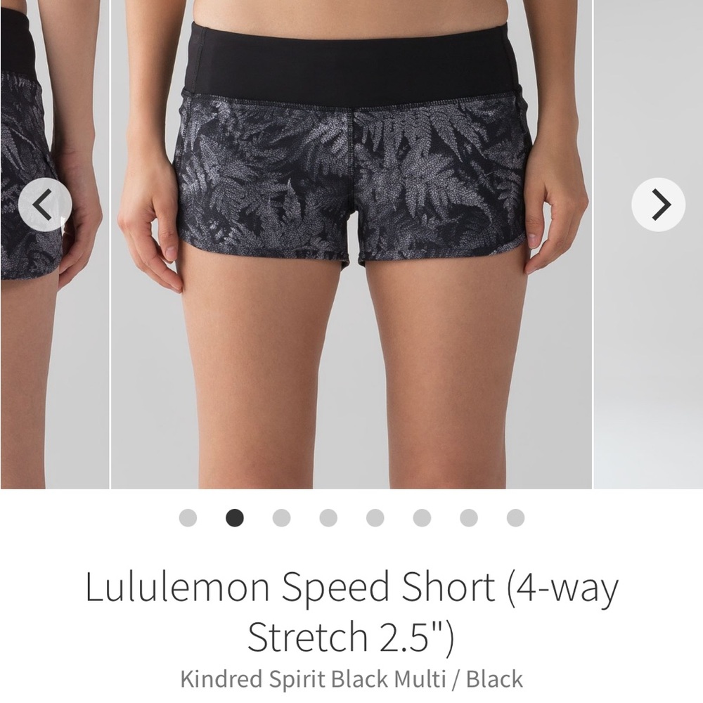 Lululemon Speed Shorts LR Size 6/2.5” inseam/Kindred Spirit Black Multi Print